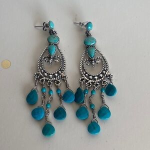 Turquoise Silver Chandelier Earrings